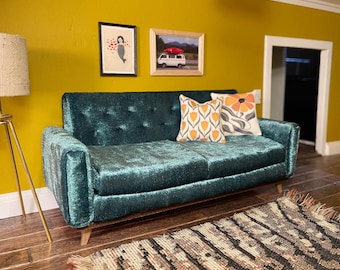 Sofá de terciopelo en miniatura a escala 1/12 - Esmeralda