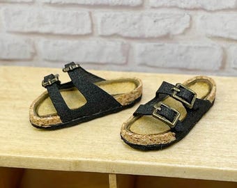 Sandalias miniatura de doble hebilla - Negras