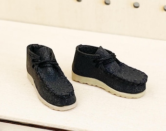 Botín miniatura del desierto - Negro con cordones negros