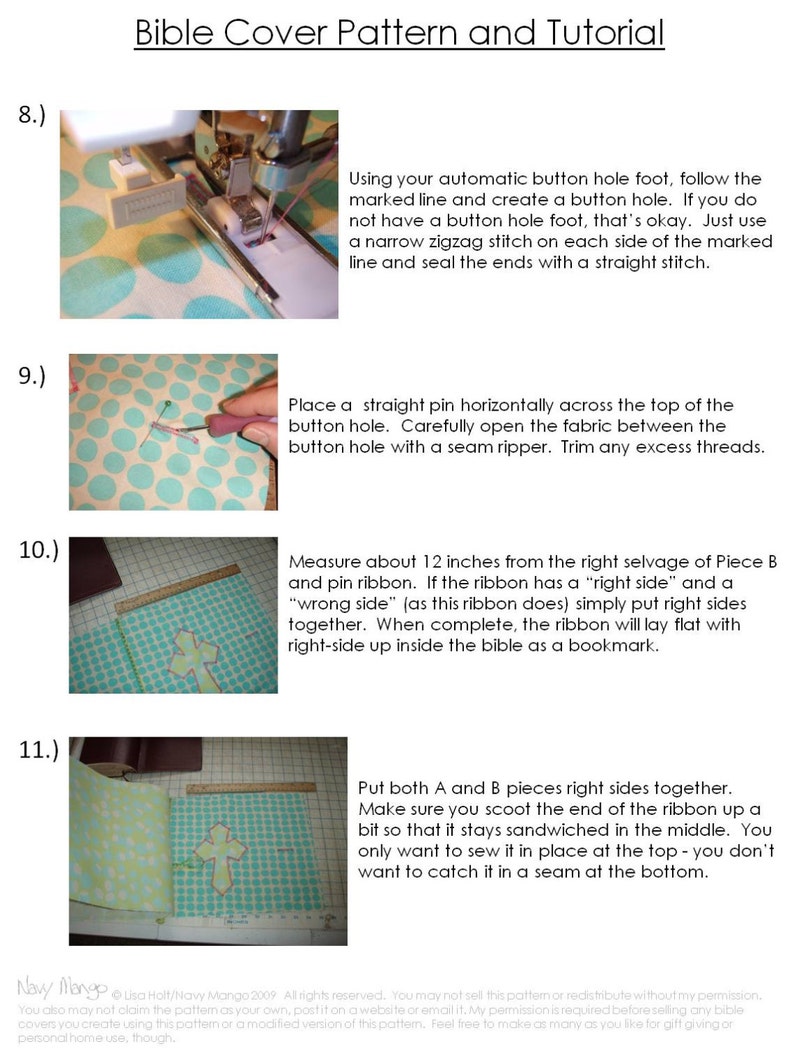 Bible Cover/Book Jacket EASY DIY Sewing Pattern for Beginners image 4