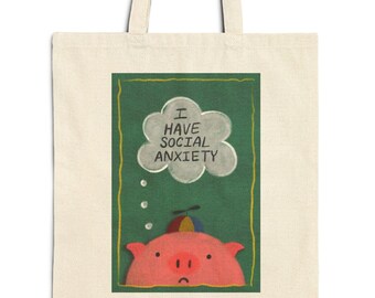 Schrullige Tragetasche, Angst Humor, Tragetasche, Geschenk für Teenager, Neurodiversent, Cartoon Print, Queer Tasche, Angst Tragetasche, Dumme kleine Kerl