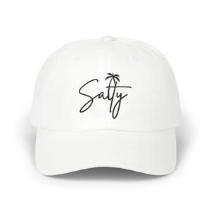 Embroidered Beachy Palm Tree Dad Cap, Salty Ball Cap Hat, Summer Baseball Cap, Tropical Embroidery Cap,  Beach Hat