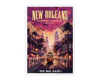 New Orleans Vampire Poster, Gothic Fantasy Art Print