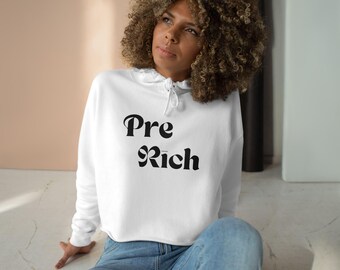 Pre Rich Cropped Hoodie, Combed Cotton Blend, Raw Hem