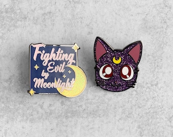 FIGHTING EVIL/LUNA Lapel Pins, choose 1 or both