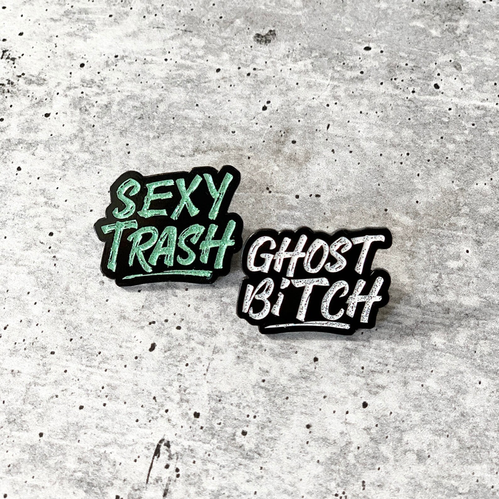 Ghost Bitch Sexy Trash Lapel Pin Set Etsy 