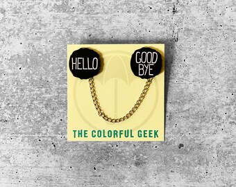 HELLO / GOOD BYE Lapel Pin Collar Chain Set