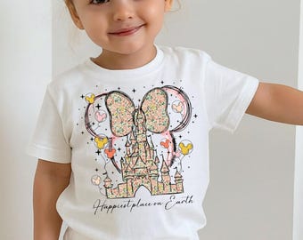 Happiest Place On Earth Kids Tshirt, Disney Magical Castle Shirt, Magic Kingdom, Disney Castle Sweatshirt,Mickey Head Family Vacation Tee
