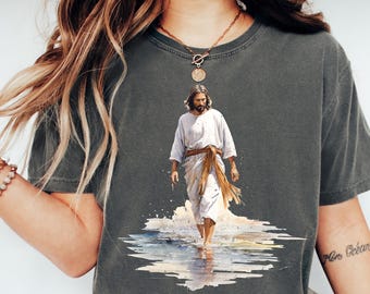 Comfort Colors® Christian Walk on Water Boho T-Shirt: Bible Verse Tee