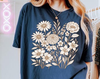 Comfort Colors® Vintage Wildflower Shirt, Cottagecore Shirt, Botanical Shirt, Flower Shirt, Nature Shirt, Wildflower Shirt,Wild Flower Shirt