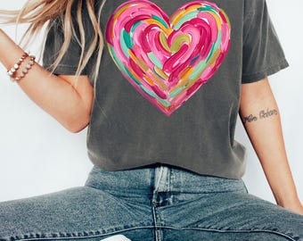 Leopard Heart T-shirt, Brushstroke Heart, Valentines Day Shirt, Valentines Day tee, Valentine Shirt, Coquette Valentine