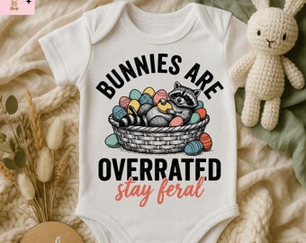 Easter Kids Onesie, Raccoon Easter Kids Tee, Boys Easter Shirt, Funny Easter Sweatshirt, Girls Easter Shirt, Stay Feral Raccoon Easter Shirt
