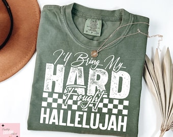 Comfort Colors® Hard Fought Hallelujah Shirt, Christian Gift, Bible Verse Shirt, Religious Shirt, Jesus Lover Shirt, Retro Christian Shirt