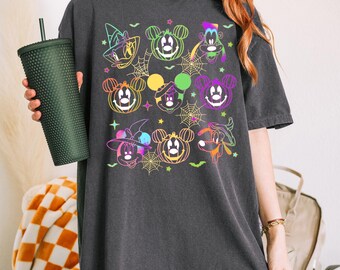 Comfort Colors® Mickey & Friends Ghost Shirt, Mickey's Not So Scary Halloween Party 2026, WDW Disneyland Family Halloween Neon Disney Shirt