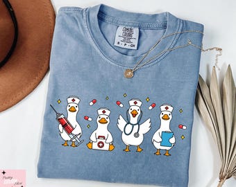 Comfort Colors® Funny Nurse T-Shirt, Sarcastic Registered Nurse Shirt, New Nurse Graduation Gift for RN, Humorous Goose School Nursing Tee