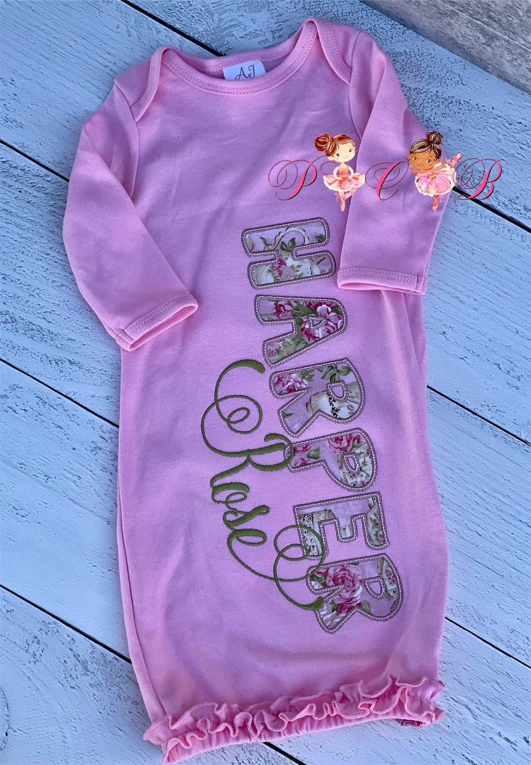 Embroidered Baby Gown, Personalized Baby Gown, Personalized Baby Coming