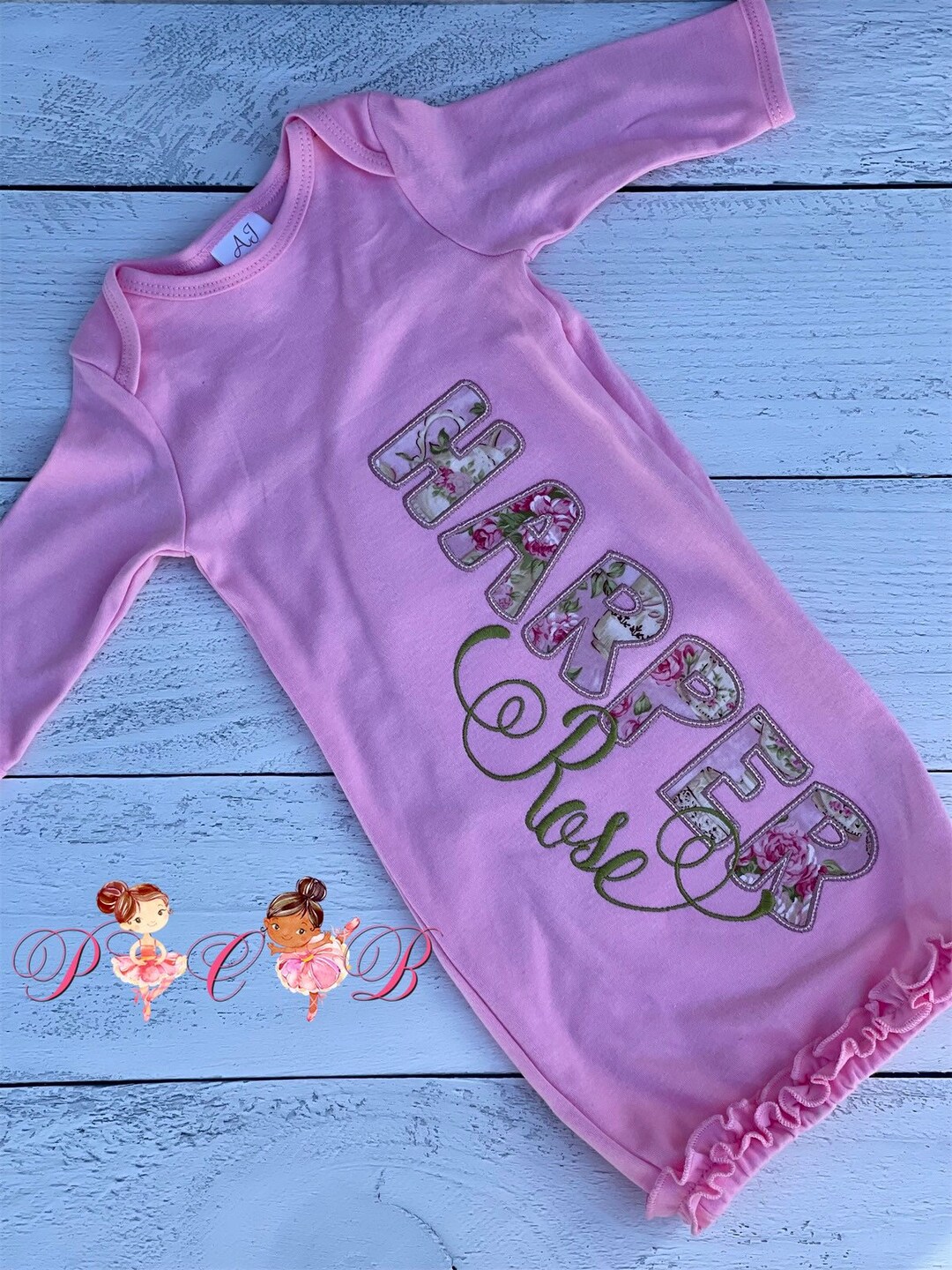 Embroidered Baby Gown, Personalized Baby Gown, Custom Name Baby Gown, Personalized Coming Home