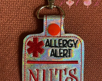 Allergy Alert Keychain, Medical Tag, Backpack Charm