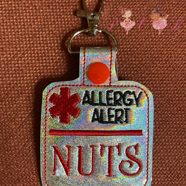 Key Chain, Medical Tag, Allergy Alert Tag, Key Chain, Medical Alert Tag by Petals Couture Boutique