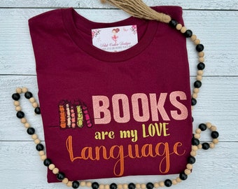 Embroidered Book Lover T-Shirt, Bookish Collection