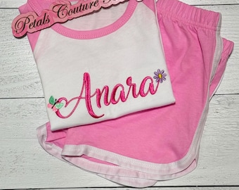 Personalized Girls Short Set: Embroidered Toddler Beachwear