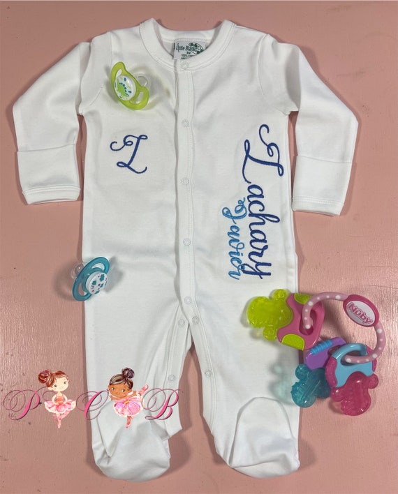 Embroidered Baby Footed Pajamas Personalized Baby Pjs Custom Name Baby Pajamas Personalized Baby Pajamas by Petals Couture Boutique Etsy