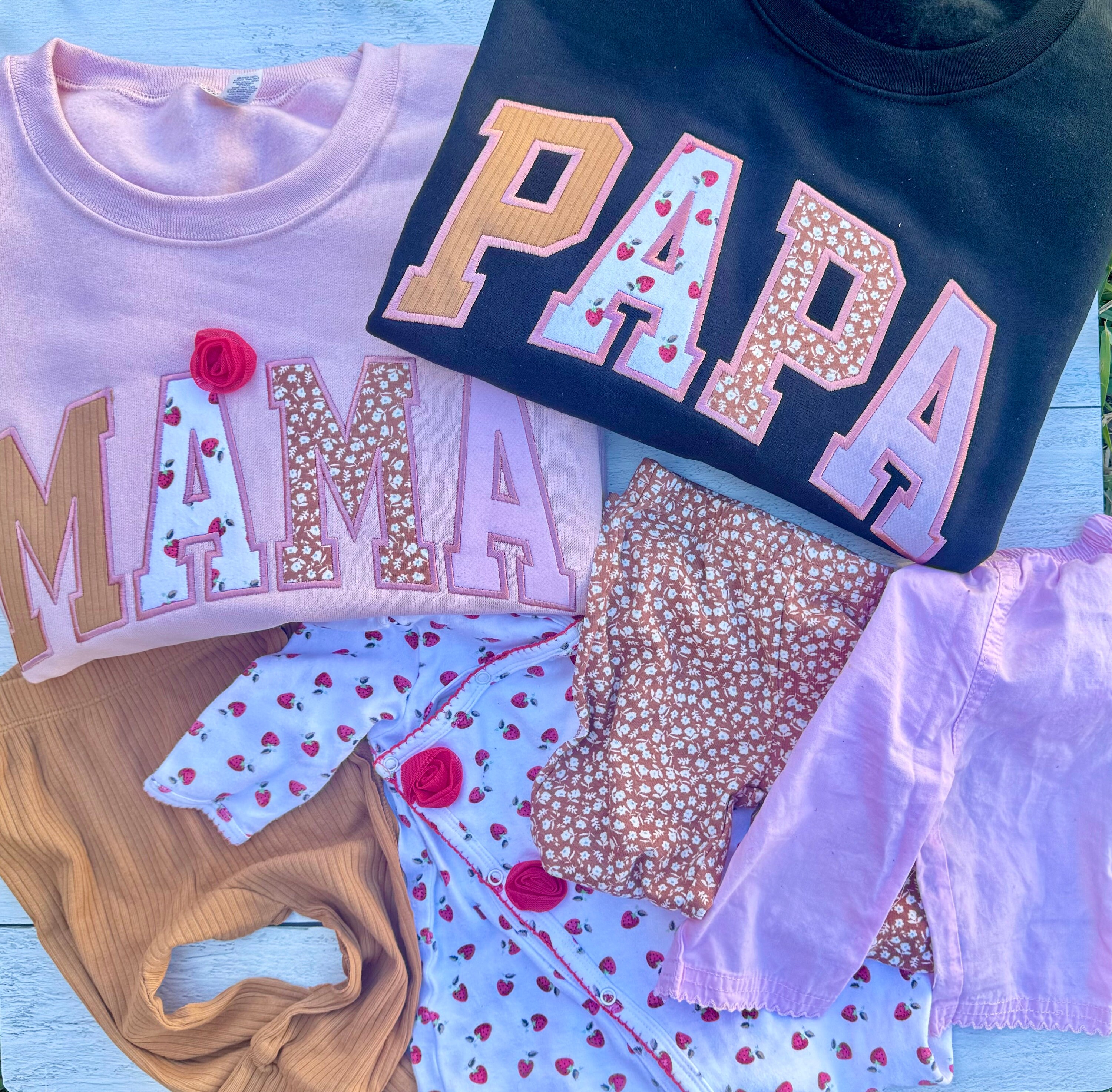 Mama And Papa Baby Outfit Keepsake, Personalized Mama Shirt, Personalized Papa Sweatshirt, Gift For Mom, Gift For Dad, Gift For Grandparents