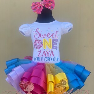 Donut Grow Up First Birthday Tutu Set Donut Birthday Embroidered Shirt  Personalized Birthday Tutu Set Birthday Outfit by Petals Couture