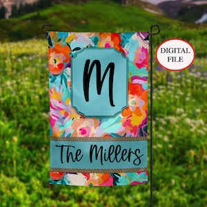 DIGITAL FILE, Floral Sublimation Garden Flag PNG, Spring Digital Flag, Sublimation Template Flag, Digital Download, Welcome Address Flag