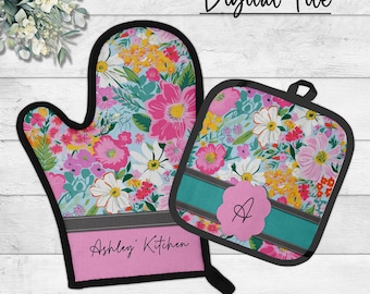 DIGITAL FILE, Sublimation Potholder Design, Oven Mitt Digital Design, Floral Sublimation PNG File, Digital Download, Pink Digital Jpeg