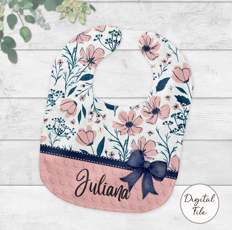 DIGITAL FILE, Floral Bib and Burp Cloth Set Png, Monogram Sublimation ...
