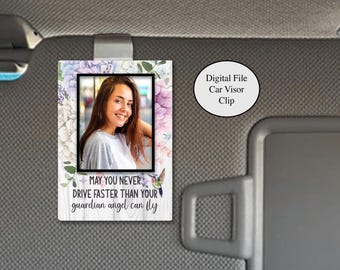 DIGITAL FILE, Car Visor Memorial Clip Design, Never Drive Guardian Angel, In Memory of Remembrance, Digital Download Sublimation File png