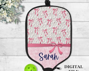 DIGITAL FILE, Pink Bow Sublimation Pickleball Cover File, Preppy Paddle Case Png, Pink Pickleball Digital PNG, Preppy Pickleball Paddle Case