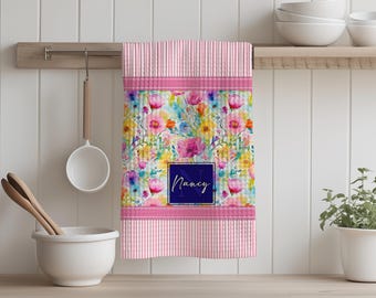 DIGITAL FILE, Sublimation Towel Design, Tea Hand Towel Digital Design, Floral Sublimation PNG File, Digital Download, Pink Digital Jpeg