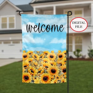 DIGITAL FILE, Sublimation Garden Flag PNG, Sunflower Digital Design, Sublimation Yard Flag File, Digital Download, Sunflower Garden Flag