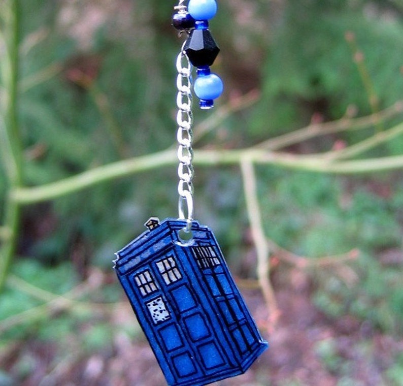 Doctor Who TARDIS Blue & Silver Lariat Necklace image 1