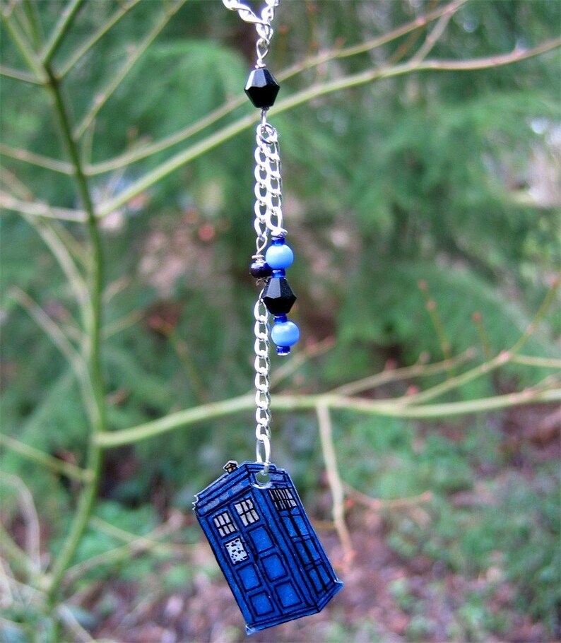 Doctor Who TARDIS Blue & Silver Lariat Necklace image 3