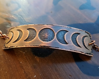 Maanfasen maanarmband in koper - occulte, heksenstijl, mori, hemelse maansieraden