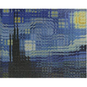 A stunning glass tile effect Starry Night Jigsaw Puzzle (110, 252, 520, 1014-Piece), Van Gogh Unique Black and White Art Jigsaw