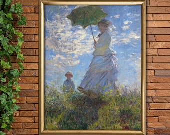 クロード・モネ作「日傘をさす女性」木製ジグソーパズル。大人向けの