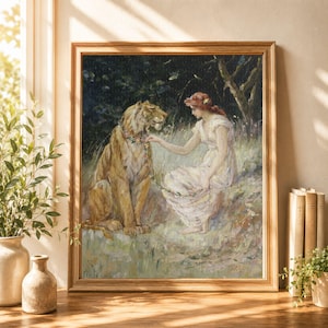Frederick Stuart Church Lady and the Tiger Jigsaw Puzzle (120, 252, 500-Piece), Woman with Tamed Tiger Painting