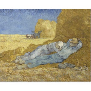 Van Gogh Noon Rest Jigsaw Puzzle (120, 252, 500-Piece) "The Siesta" 1890 Fine Art | Yellow Haystack Field Decor