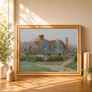 Helen Allingham Art Puzzle (120, 252, 500-Piece), Buckinghamshire Cottage 1900 | English Countryside Jigsaw