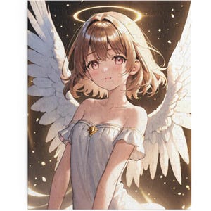 Kawaii Anime Engel Meisje Puzzel (120, 252, 500 Stukjes), Leuke Hemelse Beschermer Kunst | Esthetische Vleugels & Halo Decoratie