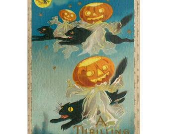 1014-Piece Antique Halloween Postcard Puzzle (110, 252, 520, 1014-Piece), Black Cat & Jack-O'-Lantern Jigsaw