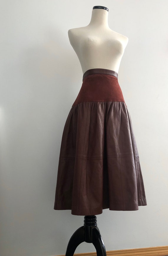 Vintage Leather/ Suede Skirt | long leather skirt