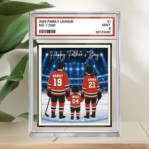Joueur de hockey n°1 personnalisé, papa, grand-père, homme et enfants, style carte à collectionner, plaque acrylique personnalisée, cadeau de fête des pères pour amateur de hockey