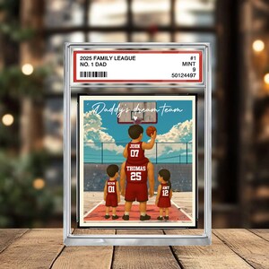 Plaque de basket-ball personnalisée n° 1 papa grand-père homme et enfants style carte à collectionner blocs acrylique, cadeau de fête des pères personnalisé pour amateur de basket-ball
