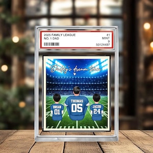 Plaque acrylique personnalisée de style carte à collectionner de figurines de football américain, cadeau de fête des pères pour papa n° 1, cadeau de sport personnalisé pour mari