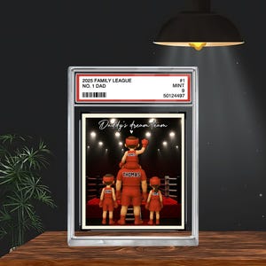Benutzerdefinierte Boxen Nr. 1 Papa Kartenblock Plakette, personalisierte Vatertagsgeschenk von Frau, Papas Dream Team Sport Geschenk für ihn, Geburtstagsgeschenk
